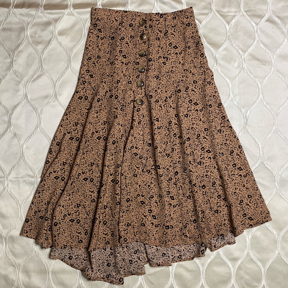 Code x Mode - Floral Midi Brown Skirt